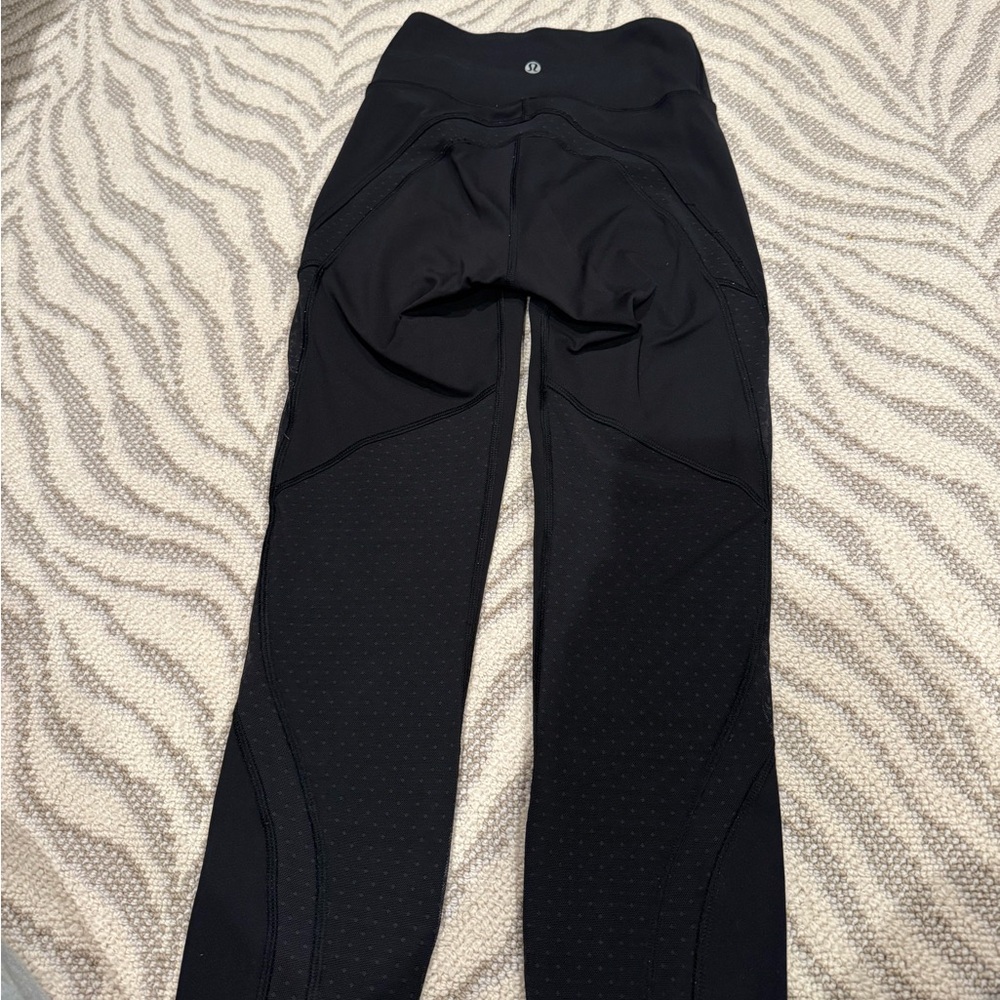 Lululemon Athletica Black 7/8 Leggings with Mesh Detailing